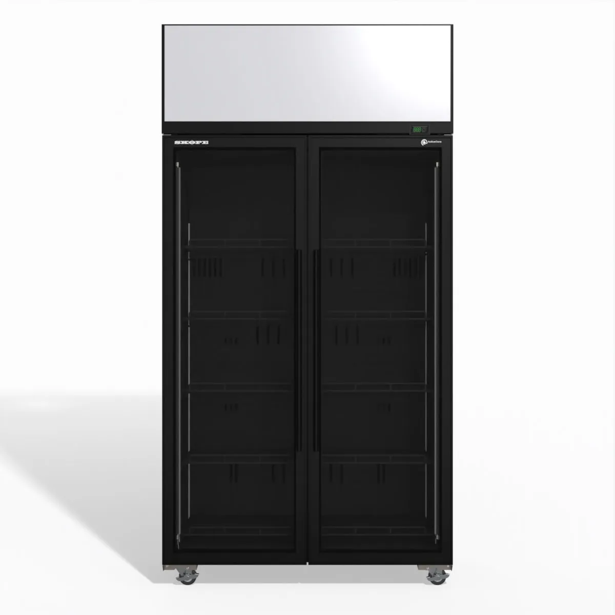 Skope TME1000N-AC 2 Glass Door Display or Storage Fridge, Lit Sign