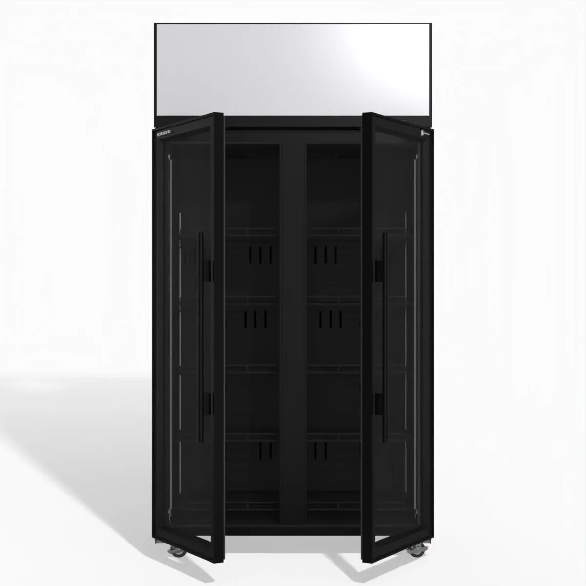 Skope TME1000N-AC 2 Glass Door Display or Storage Fridge, Lit Sign